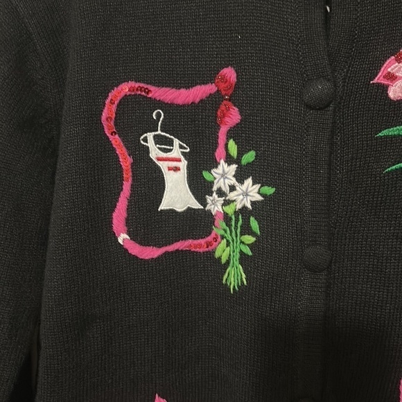 Morgan Cole Vintage Cardigan Black Embroidered- Sequins Size Medium NWT - Picture 11 of 13